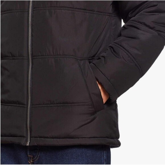 Men's Sz XL Weatherproof Sherpa Lined Puff Full Zip Jacket Puffer Coat L52 Black - Picture 5 of 8